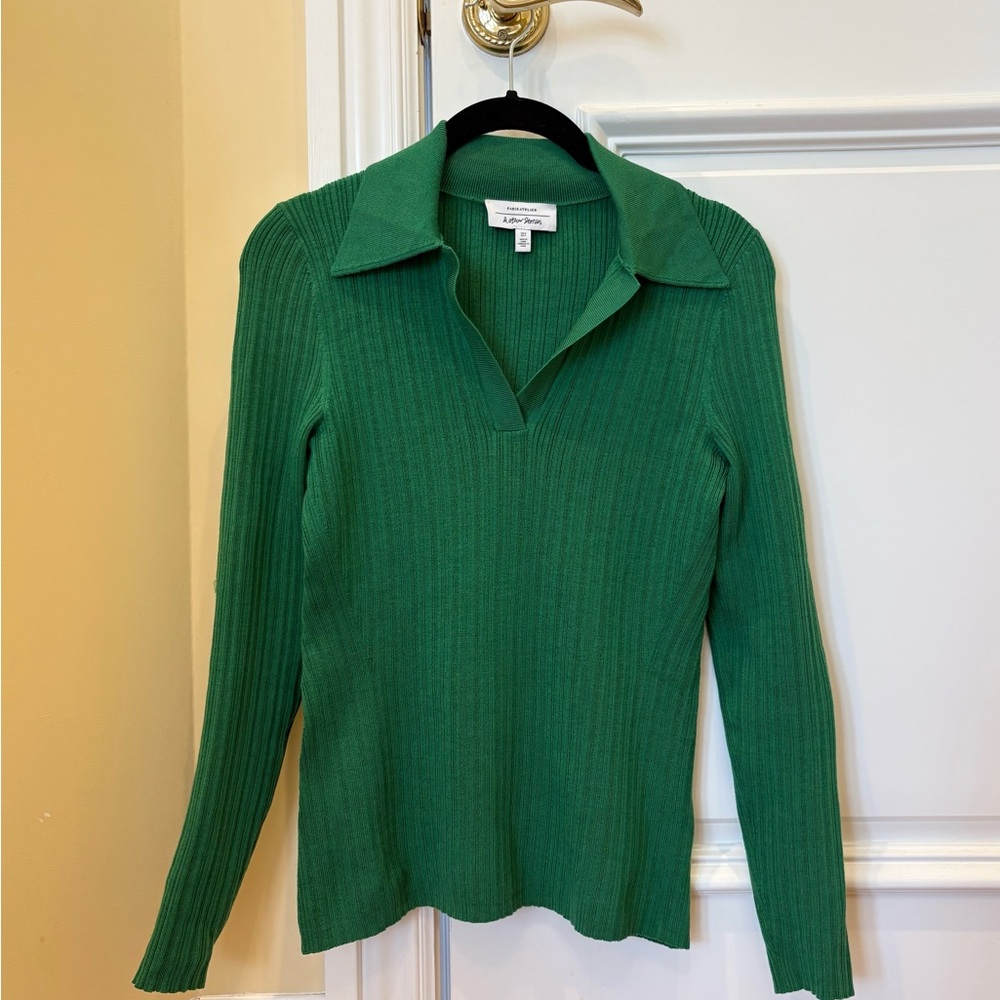 & Other Stories Emerald V-Neck Sweater